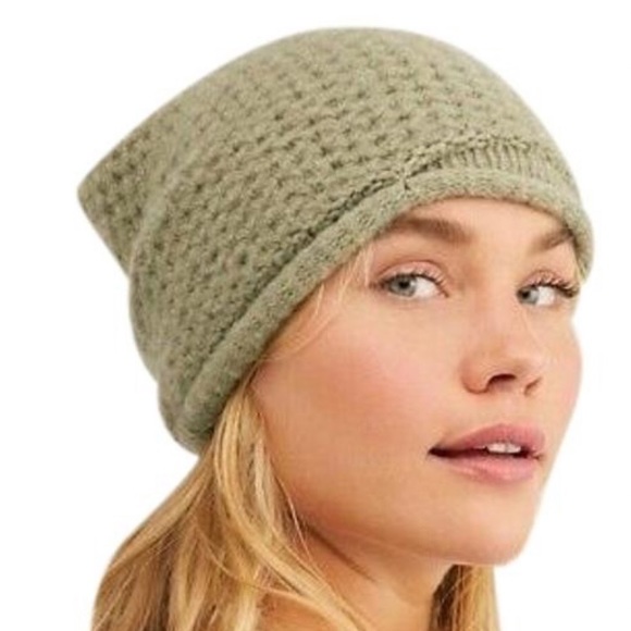 Free People DreamLand Knit Beanie in Olive